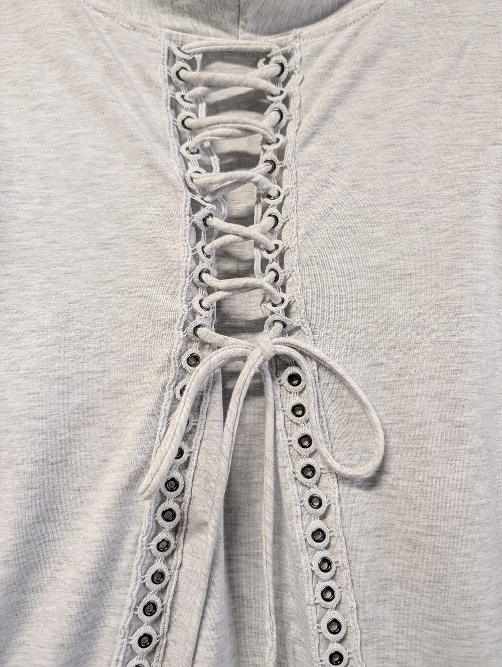 Cyrus womens Light Gray Open Front Lace Up Back Cardigan Drape Jacket Size 2X - Picture 6 of 8